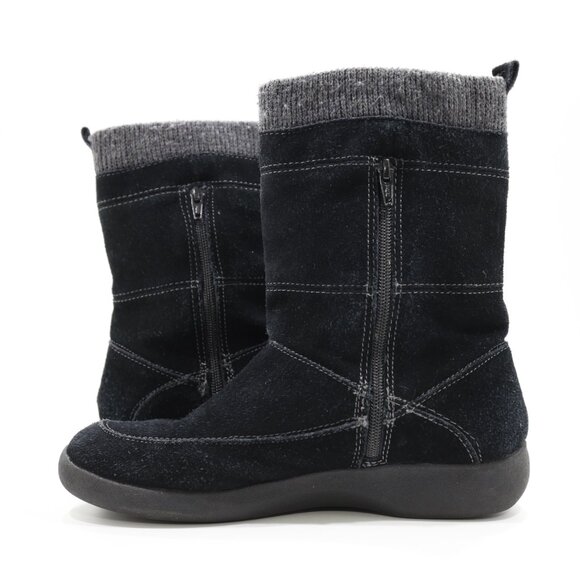 Easy Spirit Black Suede Leather Flat Mid-Calf Winter Boots - 9 - Picture 5 of 7